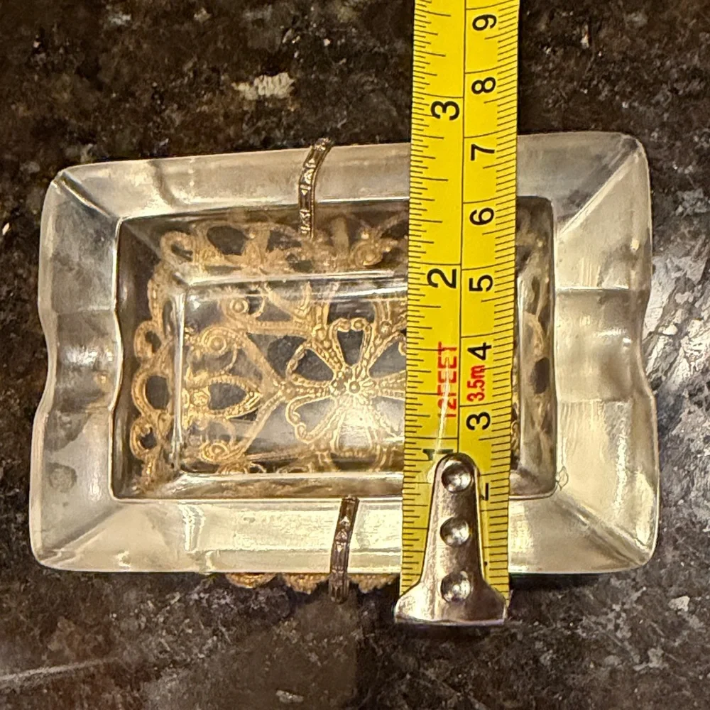VTG Hollywood Regency Filigree Glass Ashtray